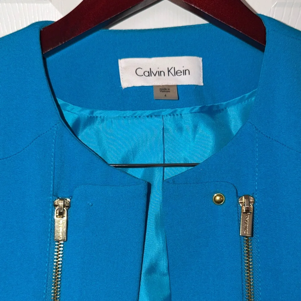 Calvin Klein Vibrant Blue Blazer with Gold Accents - Picture 2 of 3
